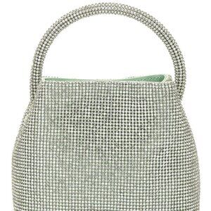 NWT Cult Gaia Solene Mini Top Round Handle Clear Rhinestone Silver Bag